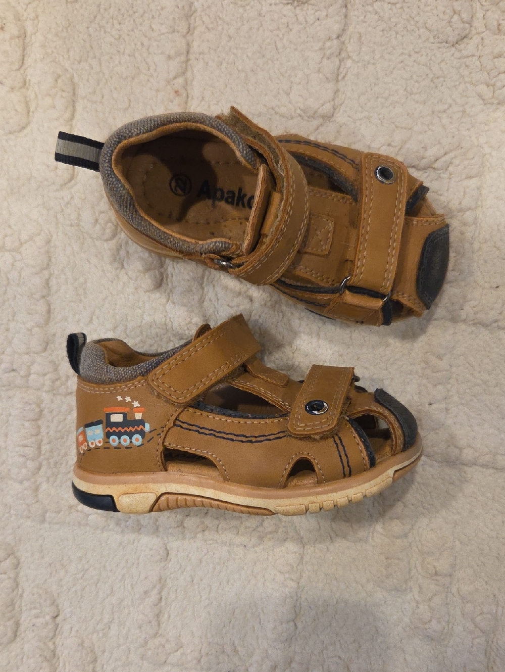 Kids Brown Sandals with Train Accent -